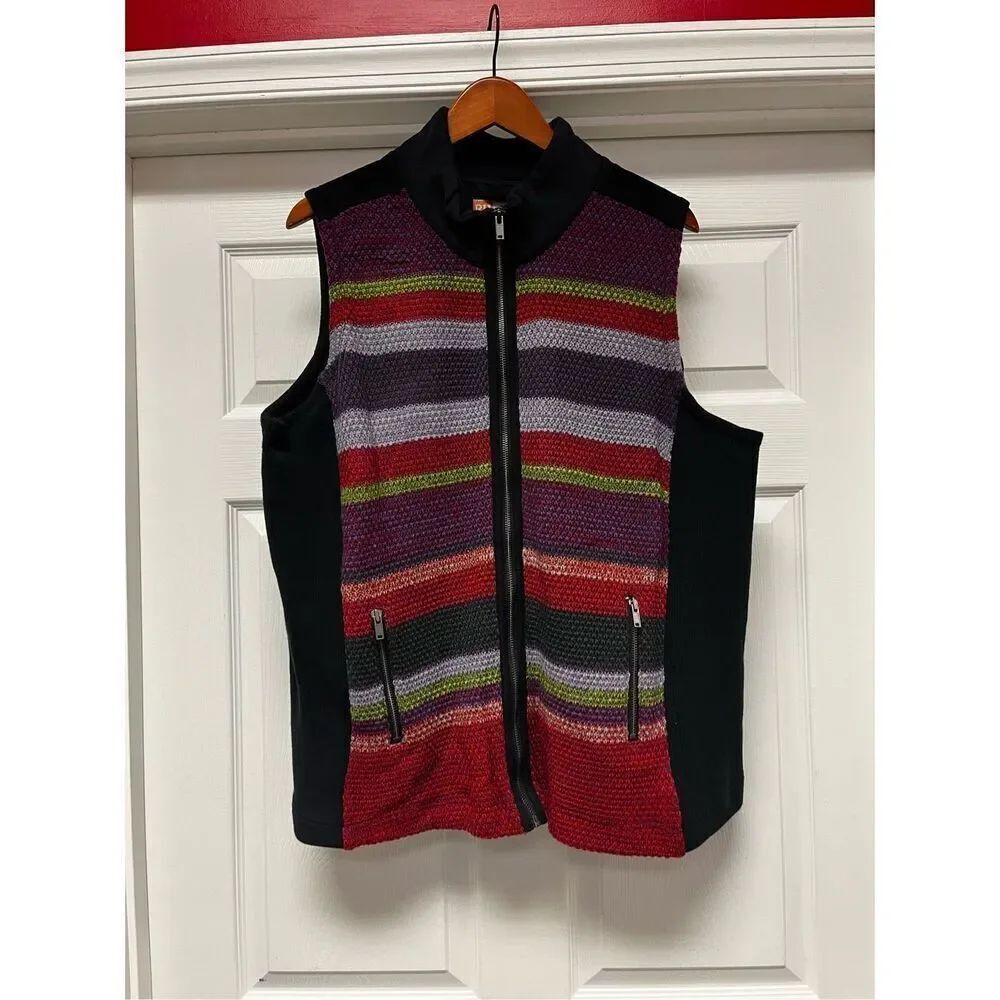 Ruff Hewn Black Rainbow Mixed Media Sweater Vest sz 3X NWT